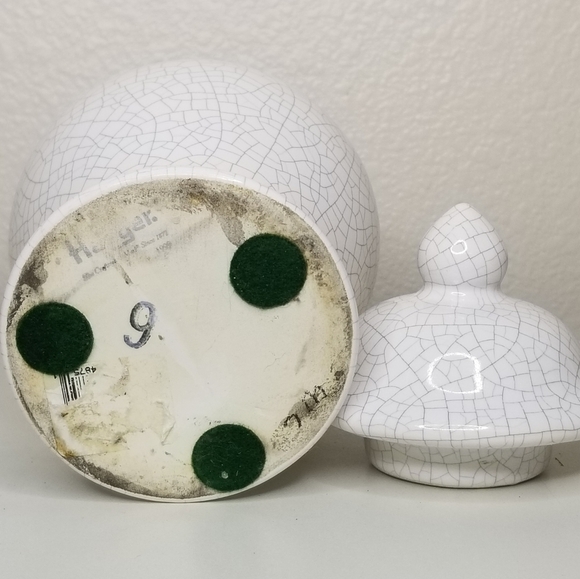 Haeger Ginger Jar Crackle Glaze with Lid 8.25" Tall White Off White - Picture 4 of 9